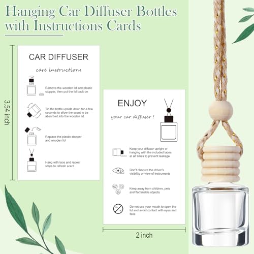 Boao 50Set Hanging Car Freshener Diffuser Bottle, White Card Cylindrical