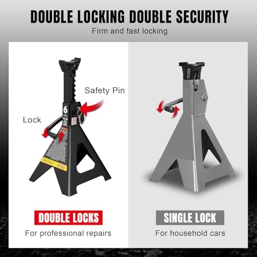 Big RED AT46002ABR-3 Torin Steel Jack Stands, Double Locking Pins, 6 Ton (12,000 lb.) Capacity, Black, 1 Pair - Image 2
