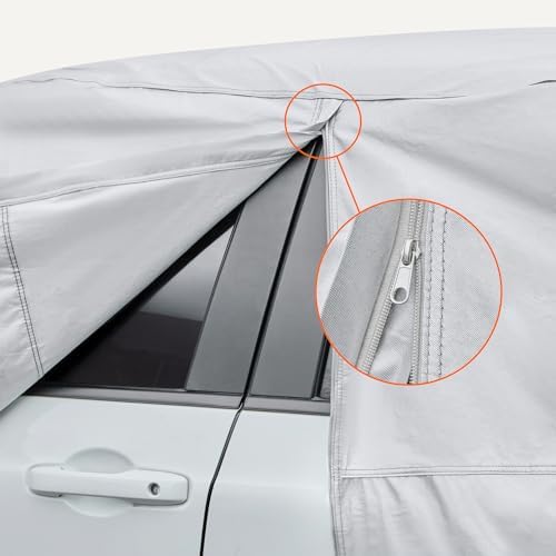 Amazon Basics Full Car Cover, Fits SUV Vehicles up to 193", Silver