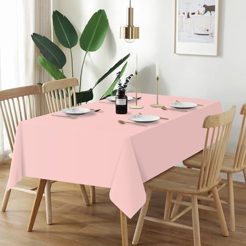 QIKSION 2 Pack Blush Pink Plastic Tablecloth, Dusty Pink Table Cloth - Image 2