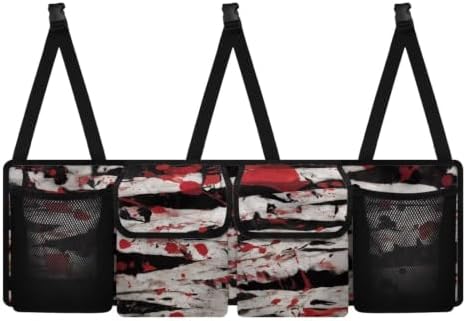 Hanging Car Trunk Organizer Halloween Blood Splatter Print Car Back Seat Storage Bag Auto Cargo Bag Collapsible Auto Interior Accessories for Sedans SUV Jeep Trucks MPV Van