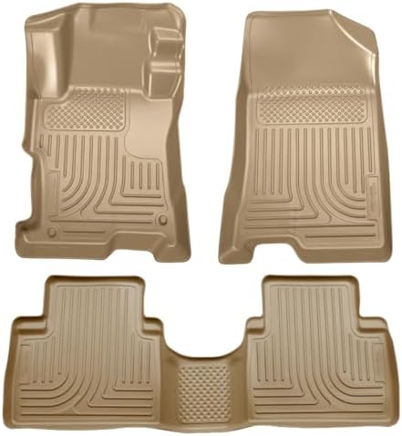 Husky Liners Weatherbeater Floor Mats | Fits 2008-2012 Honda Accord 4 Door | Front & 2nd Row, 3-pc Tan - 98403