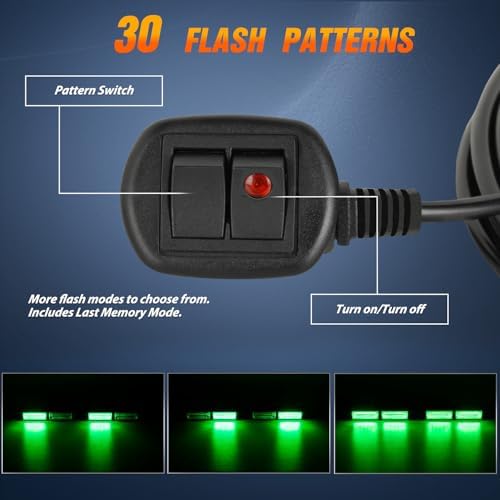 Nilight 40LED Green Emergency Strobe Traffic Advisor Light Bar with Suction Cups Dash Safety Warning Hazard Flashing Lights Interior Front/Rear Windshield for Trucks Construction Vehicles