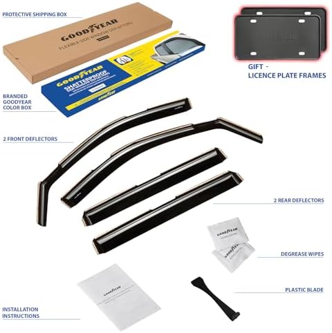 Goodyear Shatterproof in-Channel Window Deflectors for Trucks GMC Sierra 1500 2019-2026 Crew Cab, Rain Guards, Window Visors, Vent Deflector, Truck Accessories, 4pcs - GY009004
