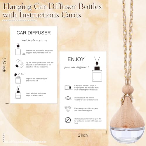 Boao 50Set Hanging Car Freshener Diffuser Bottle, White Card Water Droplet