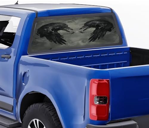 Mysterious Crow Bird Truck Rear Window Graphic Decals, Vintage Black Animal Retro Pickup Car Window Stickers Truck Back Window Film Decal for Trucks SUV 66 x 22 inch