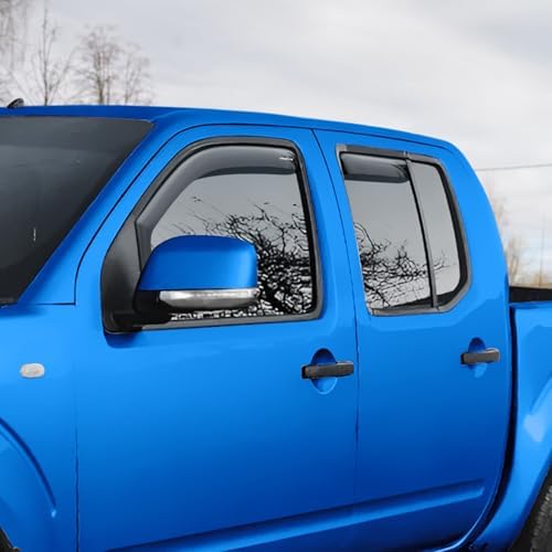 Goodyear Shatterproof in-Channel Window Deflectors for Trucks Nissan Frontier 2005-2021 Crew Cab, Rain Guards, Window Visors for Cars, Vent Deflector, Truck Accessories, 4 pcs- GY003428LP