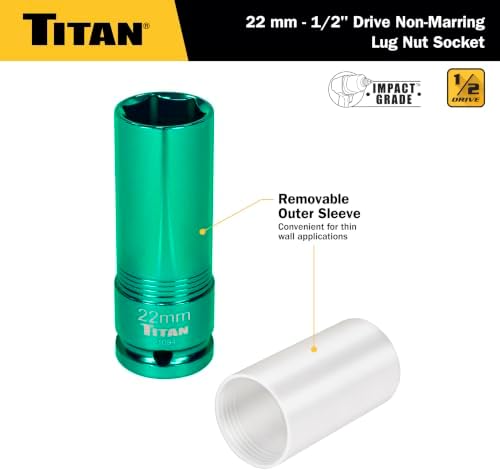 Titan 21094 1/2-Inch Drive x 22mm Non-marring Impact Deep Lug Nut Socket - Image 4