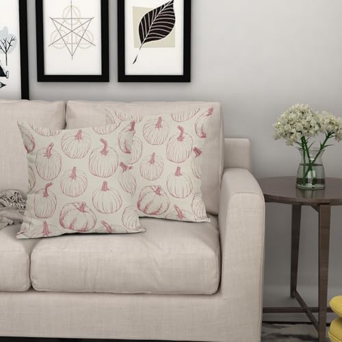 Pink Pumpkin Fall Pillow Covers 24x24 Set of 2 Autumn Themed Thanksgiving Harvest Print Decorative Throw Pillows Outdoor Farmhouse Pillowcases Cushion Case Seasonal Decor for Couch Sofa Bed - Image 7