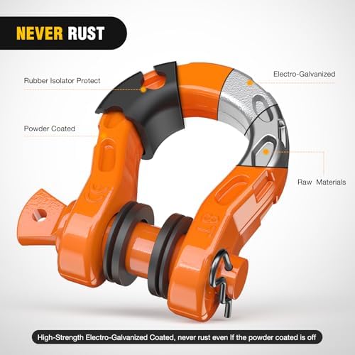 Nilight Mega D-Ring Shackles, 3/4" Heavy Duty Recovery Tow Shackle