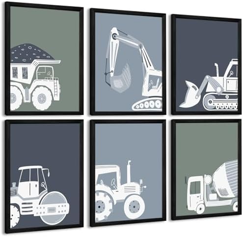 Pouydmi Construction Truck Wall Art Nursery Canvas Wall Decor Boys Room Wall Art Kids Car Posters Toddler Prints Nursery Artwork Excavator Tractor Pictures for Playroom Bedroom 12x16x6 Inch Unframed by Unknown