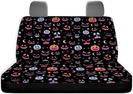 Pumpkin Car Rear Seat Covers,Auto Back Seat Protector Decoration Non-Slip Mat Flat Cloth Vehicles Rear Bench Cover for Women Men