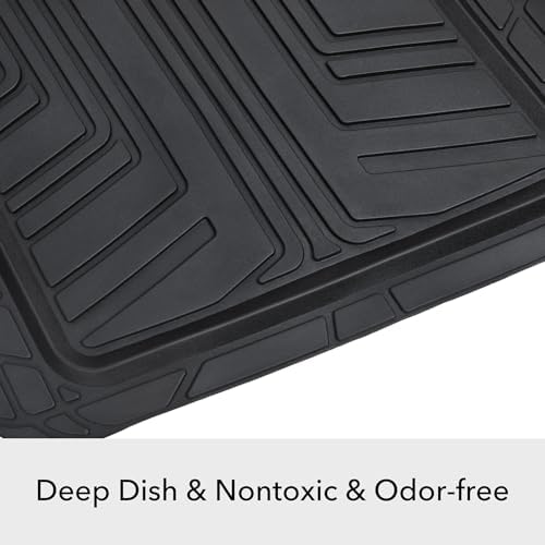 Amazon Basics 2-Piece Premium All-Season Anti-Slip Rubber Floor Mats for Cars, SUVs and Trucks, Universal Trim to Fit, Black