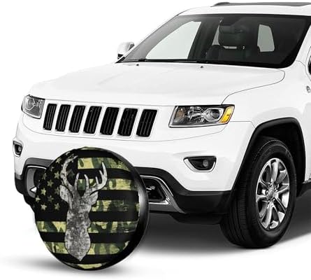 Deer Hunting Spare Tire Cover Wheel Protectors Weatherproof Sun Protection Covers Universal for SUV Jeep Travel Trailer 15"