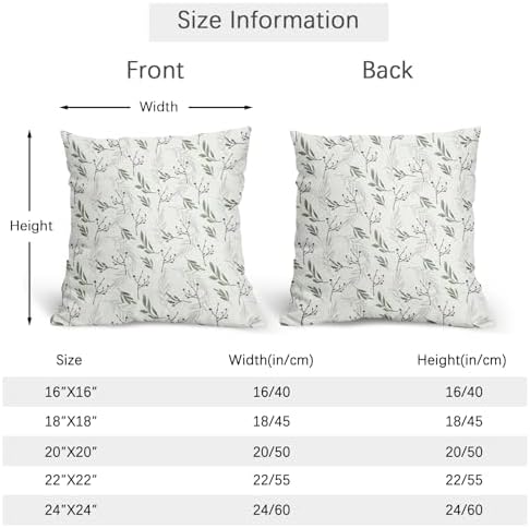 Sage Green Spring Pillow Covers 18x18 Set of 2 Leaves Throw Pillow Covers Neutral Pillowcase Linen Decoration Farmhouse Soft Decorative Plants Vintage Cushion Case Couch for Indoor Outdoor Home Decor - Image 4