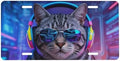 Cool Cat Glasses Neon Front License Plate 6" * 12" for Women