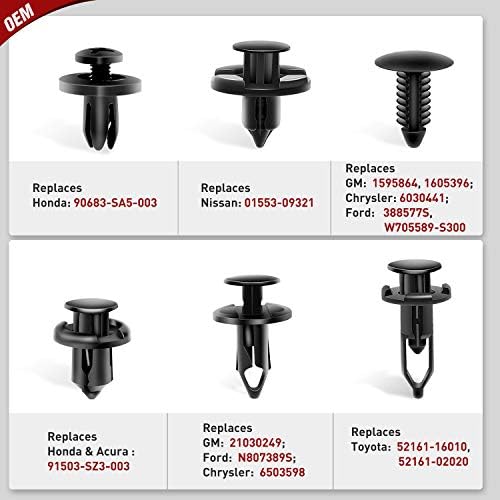 Nilight 400PCS Car Retainer Clips 6mm 7mm 8mm 9mm 10mm Expansion Screws Replacement Kit Bumper Push Rivet Clips for GM Ford Toyota Honda Chrysler Nissan
