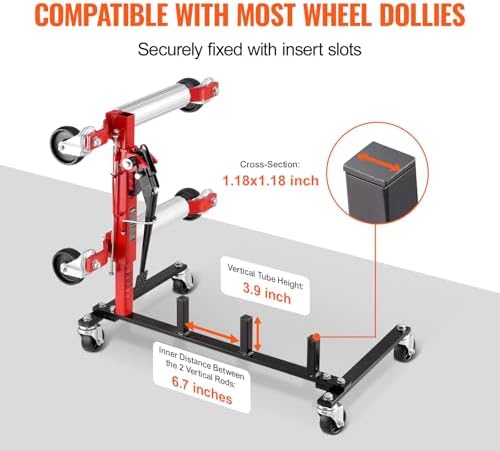 VEVOR Car Dolly Rack, Storage Rack with 360° Rotatable Wheels, Hydraulic Ratchet Trolley Jack Stand Organizer, Jack Stands Holder Storage Rack, 4-Dolly Capacity, Compatible with Most Dollies - Image 5
