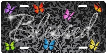 Blessed Glitter Butterflies Front License Plate 6" * 12" for Women