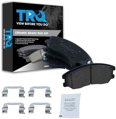 TRQ Front Brake Pads Ceramic Hardware Wear Sensor