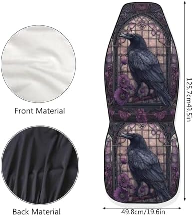 Talayituse Crow Glass Flower Print Car Seat Cover for Front Seats, Stretchy Soft Vehicles Seat Cover Universal Fit High Back Car Interior Accessories for SUV Van Sedan