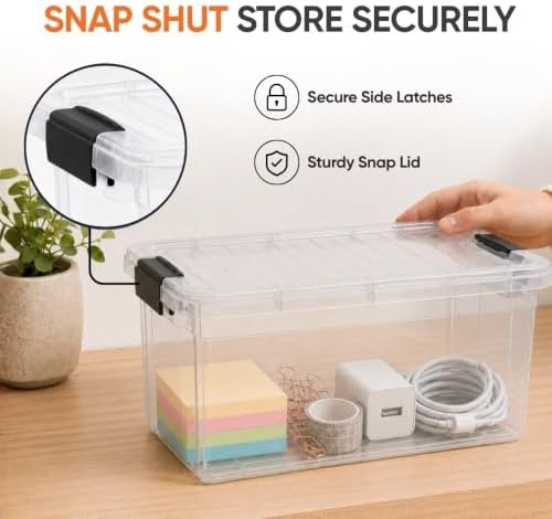 Superio Mini Deep Storage Organizer Bin with Lid X-Deep Small Clear Storage Box with Latch for Home, Kitchen, Garage- Store Toys, Food, Supplies, and Hair Accessories (2.5 Quart) - Image 6