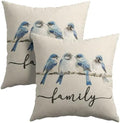 Sweet Home Blue Bird Family Pillow Covers 24x24 Inches Watercolor Throw Pillow Case Set of 2 Spring Summer Pillows Cotton Linen Cushion Cover for Home Couch Sofa Livingroom by Sweetshow