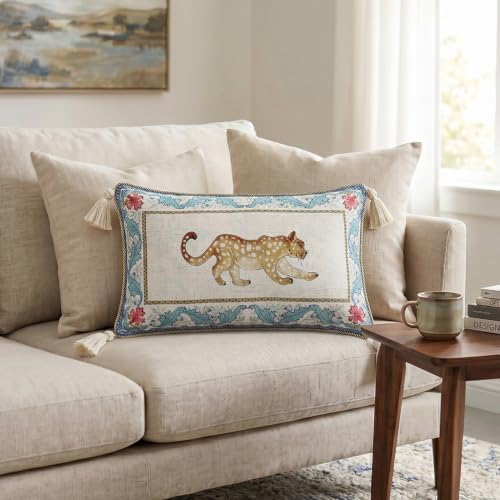 patdrea Designer Vintage Leopard Print Pillow Cover,12"x20",Set of 2 - Image 2