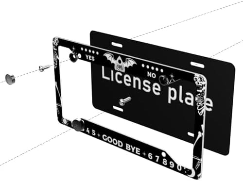 Skull Gothic License Plate Frame 2 Pack License Plate Holder Universal Aluminum License Plate Cover Car Accessories for Men Women
