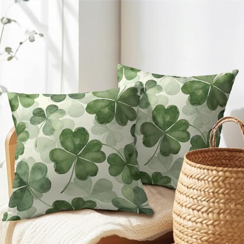 St Patricks Day Pillow Covers 20x20 Set of 2 Shamrock Throw Pillow Covers Rustic Spring Pillowcase Linen Decoration Farmhouse Soft Decorative Green Cushion Case Couch for Indoor Outdoor Home Decor - Image 7