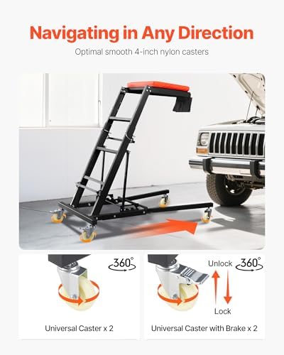 VEVOR Top Automotive Creeper 48"-76" Padded 4 Swivel Wheels 400LBS Shop - Image 5