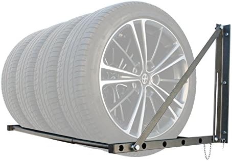 MaxxHaul Adjustable Wall Mount Folding Tire Rack – 32 to 48 Inch Width – 300 lb Capacity – Heavy Duty Steel Garage Tire Storage Holds 4 Tires – 70489 - Image 4