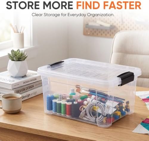 Superio 6.6 Quart Clear Plastic Storage Boxes with Lids, Stackable Organizer Containers, BPA-Free Storage Bins for Home, Office, School & Dorm, 18 Pack - Image 2