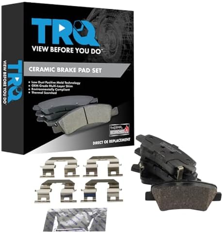 TRQ Rear Brake Pads Ceramic Hardware Wear Sensor