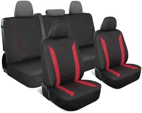 Motor Trend Neoprene Waterproof Seat Covers for Cars, Trucks, & SUV – Black & Red Automotive Interior Protectors - Rear Split Bench Protector for Kids Dogs & Pets – Forros para Asientos de Carro