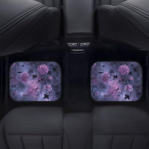 Witch Carpet Vehicle Floor Mats for All Saints'Day Gothic All Weather 4 Piece Fit Floor Mat Spooky Silhouette Interior Accessories Anti Slip Mats for Row