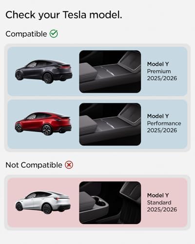 Spigen Center Console Organizer [with Cup Holder & Sunglass Holder] for Tesla Model Y Juniper & Model Y L (Premium & Performance 2026/2025), Cup Holder Expander for 32oz 40oz Owala, Hydro Flask, Yeti