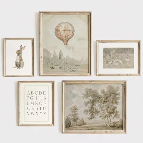Vintage Nursery Wall Art Children Room Canvas Wall Decor Country Posters Botanical Prints Vintage Landscape Pictures Kids Child Wall Art Neutral Artwork for Playroom Bedroom 8x10x5 Inch Unframed by Unknown