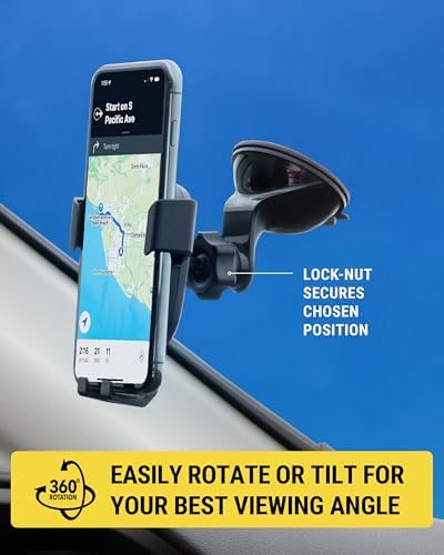Scosche GHVWD 3-in-1 Universal Suction Cup Phone Mount for Car and Truck Dashboard/Windshield/Vent Mount, 360° Adjustable Phone Stand, Cell Phone Holder Compatible with iPhone and All Android Phones