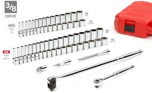 TEKTON 1/4, 3/8, 1/2 Inch Drive 6-Point Socket and Ratchet Set | SKT95304 - Image 3