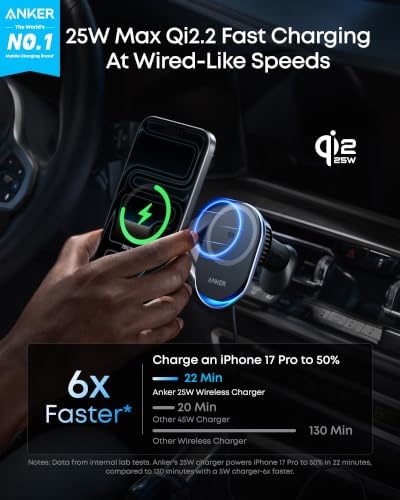 Anker Prime Qi2 25W MagSafe Compatible Wireless Car Charger Mount