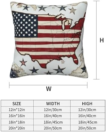 American Flag Throw Pillow Covers 18x18 inch Set of 2 Vintage Map Pillow Case Cushion Cover for Home Sofa Couch Living Room Car Decor - Image 3