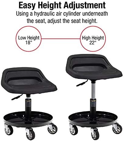 SUNEX TOOLS 8514 300-Pound Capacity Telescoping Tractor Seat with Parts Tray and 3.5-Inch Heavy Duty Casters - Image 2