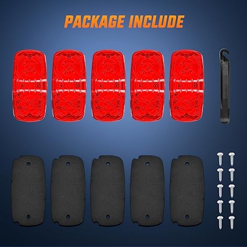 Nilight Double Bullseye Marker Light 5PCS Red 10LED Rectangular