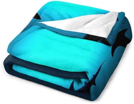 Animal Sharks Dancing Throw Blanket Flannel Fleece Autumn Lightweight Soft Fuzzy Cozy Sea Ocean Blanket for Couch Bed Fall Decor Travel Blankets Holiday Kids Adult 60"x50" - Image 6