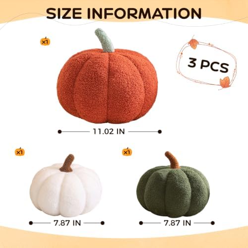Fall Pumpkin Shape Pillow Set of 3,3D Pumpkin Halloween Decor Pillows Sets - Image 7
