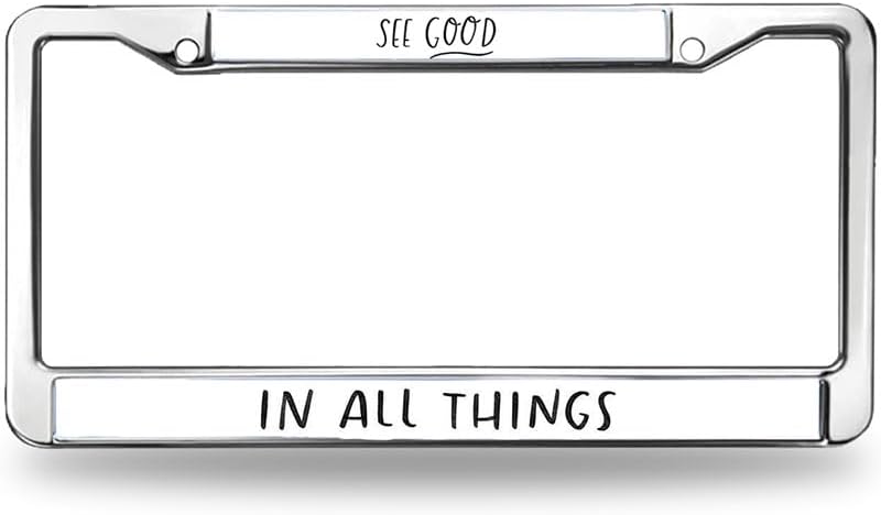 See Good in All Things License Plate Frame Custom Christian Saying Stylish License Plate Frame Christ God Love Rust-Proof License Plate Frame with Screws Caps