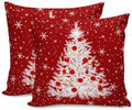 JasmineM Merry Christmas Tree Pillow Covers 20x20 Inch Set of 2, Red Snowflakes Decorations Outdoor Throw Pillow Covers, Winter Holiday Square Pillowcases for Patio Sofa Couch Bedroom Decorative by JasmineM