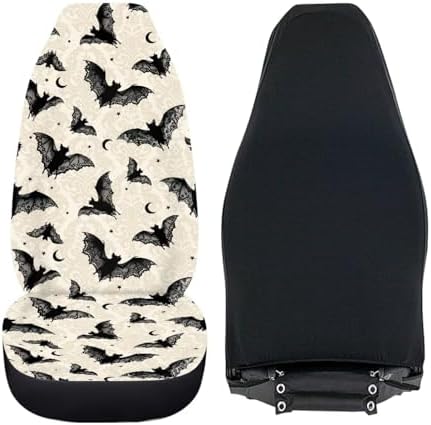 Halloween Black Bat Car Seat Cover for Women Men Fashion Soft Car Front Seat Decoration Auto Accessories Protectors Decor Fit for Car SUV Sedan Truck