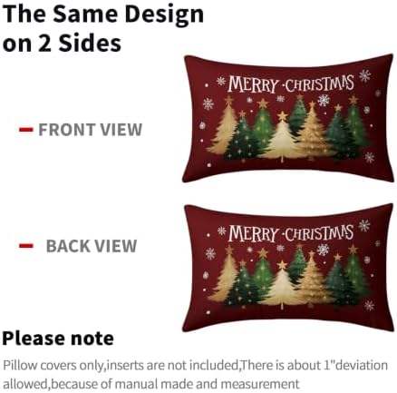 Sweetshow Xmas Tree Red Pillow Covers Set of 2 Cotton 20x12 Inches - Image 5